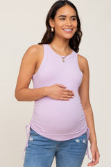 Lavender Ruched Tie Maternity Tank Top