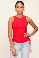 Red Ruched Tie Maternity Tank Top