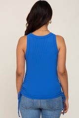 Royal Blue Ruched Tie Maternity Tank Top