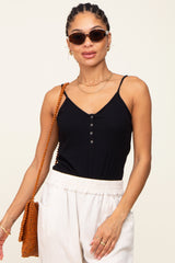 Black Ribbed Snap Button Cami