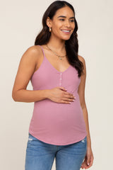 Mauve Ribbed Snap Button Maternity Cami