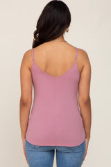 Mauve Ribbed Snap Button Maternity Cami