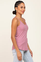 Mauve Ribbed Snap Button Cami