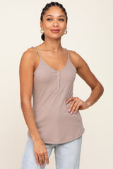 Mocha Ribbed Snap Button Cami