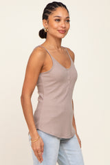 Mocha Ribbed Snap Button Cami