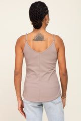 Mocha Ribbed Snap Button Cami