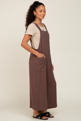 Brown Sleeveless Cropped Jumpsuit