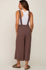 Brown Sleeveless Cropped Maternity Jumpsuit