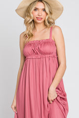 Mauve Shirred Sleeveless Maxi Dress