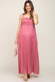 Mauve Shirred Sleeveless Maternity Maxi Dress