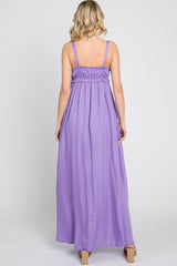 Lavender Shirred Sleeveless Maxi Dress