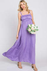 Lavender Shirred Sleeveless Maxi Dress