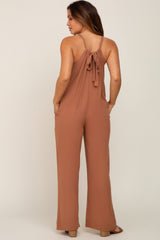 Mocha Halter Neck Maternity Jumpsuit