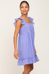 Lavender Sleeveless Textured Ruffle Dress