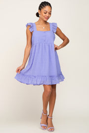 Lavender Sleeveless Textured Ruffle Dress