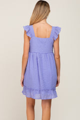 Lavender Sleeveless Textured Ruffle Maternity Dress