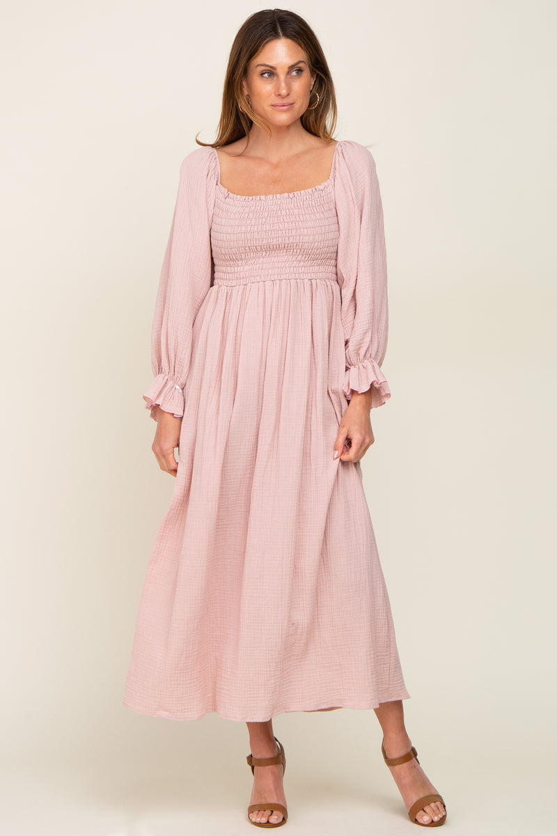 Light Mauve Gauze Smocked Midi Dress – PinkBlush