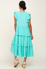 Turquoise Sleeveless Ruffle Tiered Dress