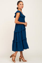 Navy Sleeveless Ruffle Tiered Dress