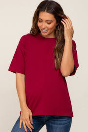 Burgundy Oversized Basic Maternity Tee