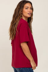 Burgundy Oversized Basic Maternity Tee