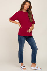 Burgundy Oversized Basic Maternity Tee