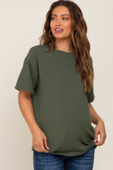 Olive Oversized Basic Maternity Tee