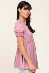 Mauve Puff Sleeve Crossover Nursing Top