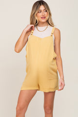 Yellow Linen Maternity Overall Romper