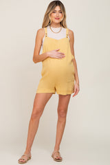 Yellow Linen Maternity Overall Romper