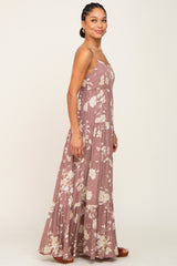 Mauve Floral Tiered Maxi Dress