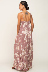 Mauve Floral Tiered Maxi Dress