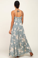 Sage Floral Tiered Maxi Dress