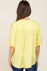 Yellow Solid Short Sleeve Dolman Maternity Top