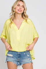 Yellow Solid Short Sleeve Dolman Maternity Top