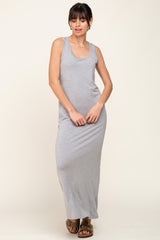 Heather Grey Basic Sleeveless Maxi Dress