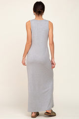 Heather Grey Basic Sleeveless Maxi Dress