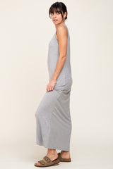 Heather Grey Basic Sleeveless Maxi Dress