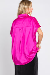 Magenta Satin Collared Top