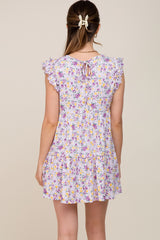 Lavender Floral Ruffle Accent Maternity Mini Dress