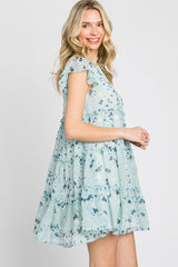 Mint Green Chiffon Ruffle Tiered Dress