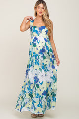 Mint Green Floral Cut Out Maternity Maxi Dress