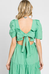 Green Smocked Tiered Ruffle Midi Dress