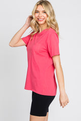 Pink Basic Front Pocket T-Shirt