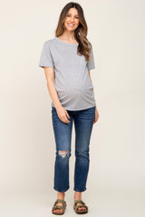 Heather Grey Basic Front Pocket Maternity T-Shirt