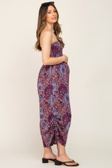 Violet Paisley Smocked Strapless Maternity Jumpsuit