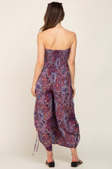 Violet Paisley Smocked Strapless Maternity Jumpsuit