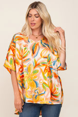 Multi-Color Satin V-Neck Maternity Short Sleeve Blouse