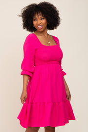 Fuchsia Smocked Ruffle Dress