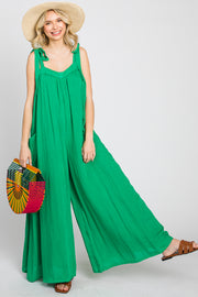 Green Tie Strap Wide Leg Jumpsuit